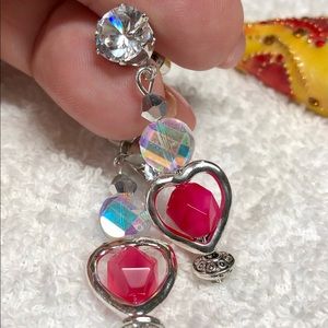 💕✨pink agate and aurora borealis Swarovski earrings